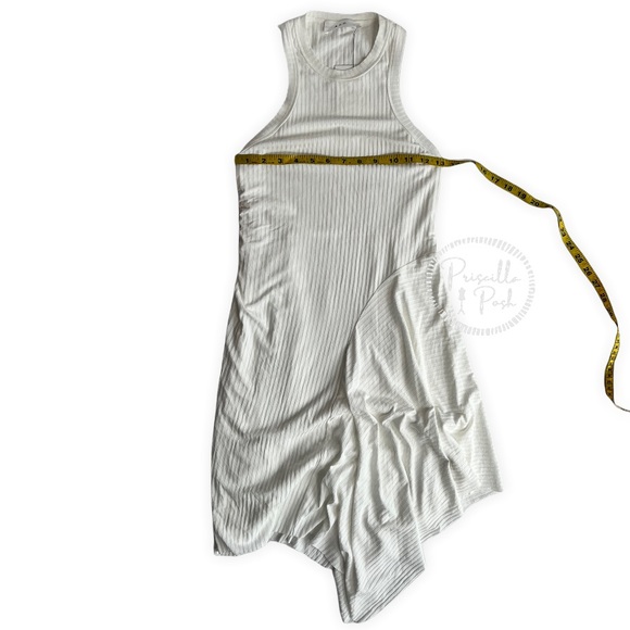 NWT A.L.C. White High neck asymmetric ribbed Bea Dress - Picture 11 of 12